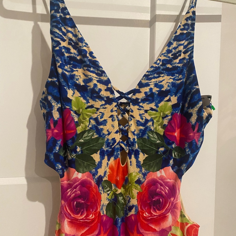 Fashion Nova size L.  Long summer dress with splits on each side.